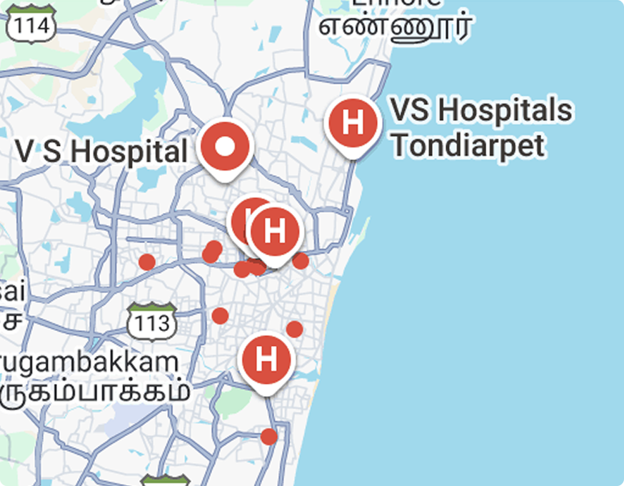 VS Hospitals Location Map
