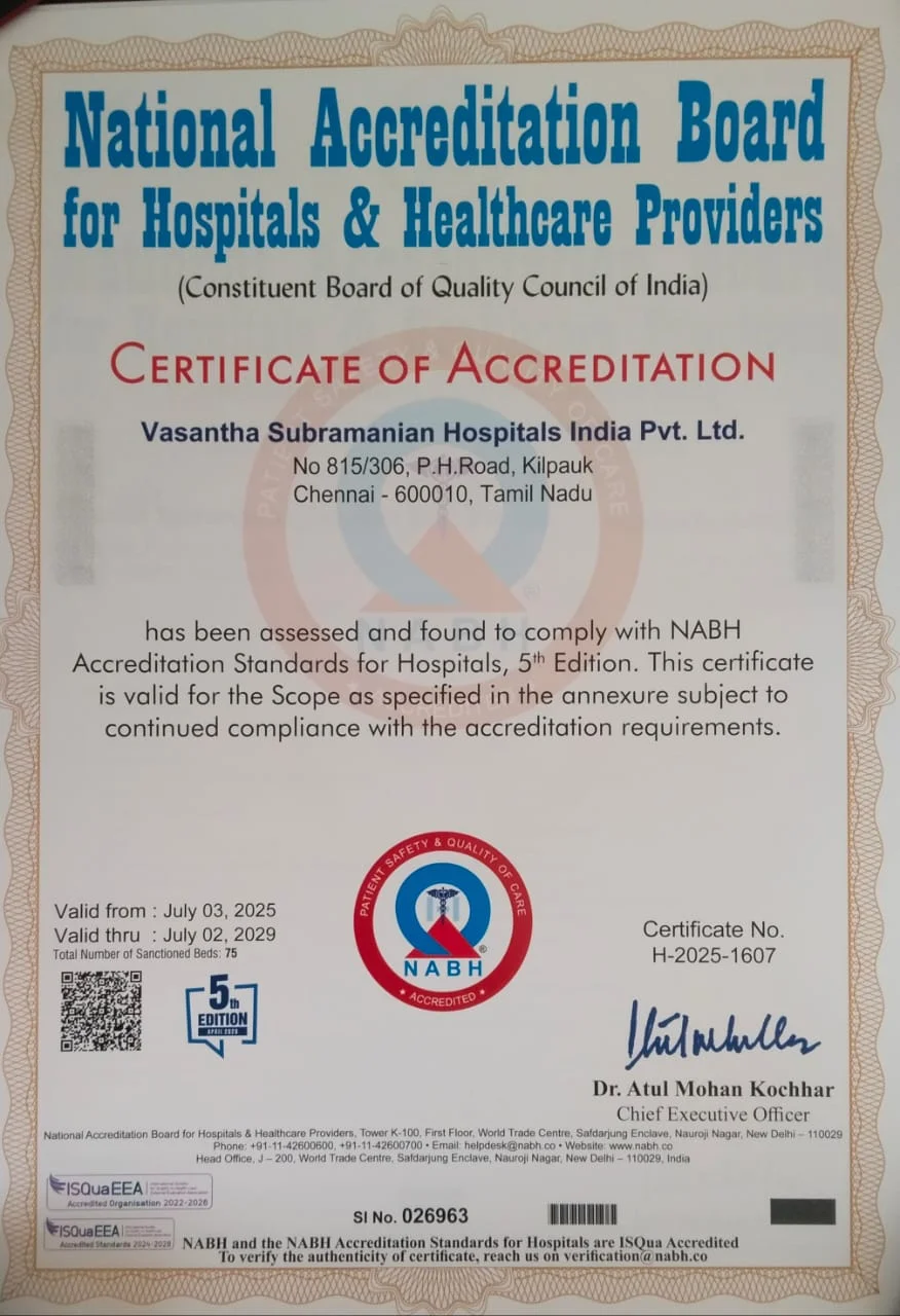 NABH Certificate of Accreditation – Kilpauk