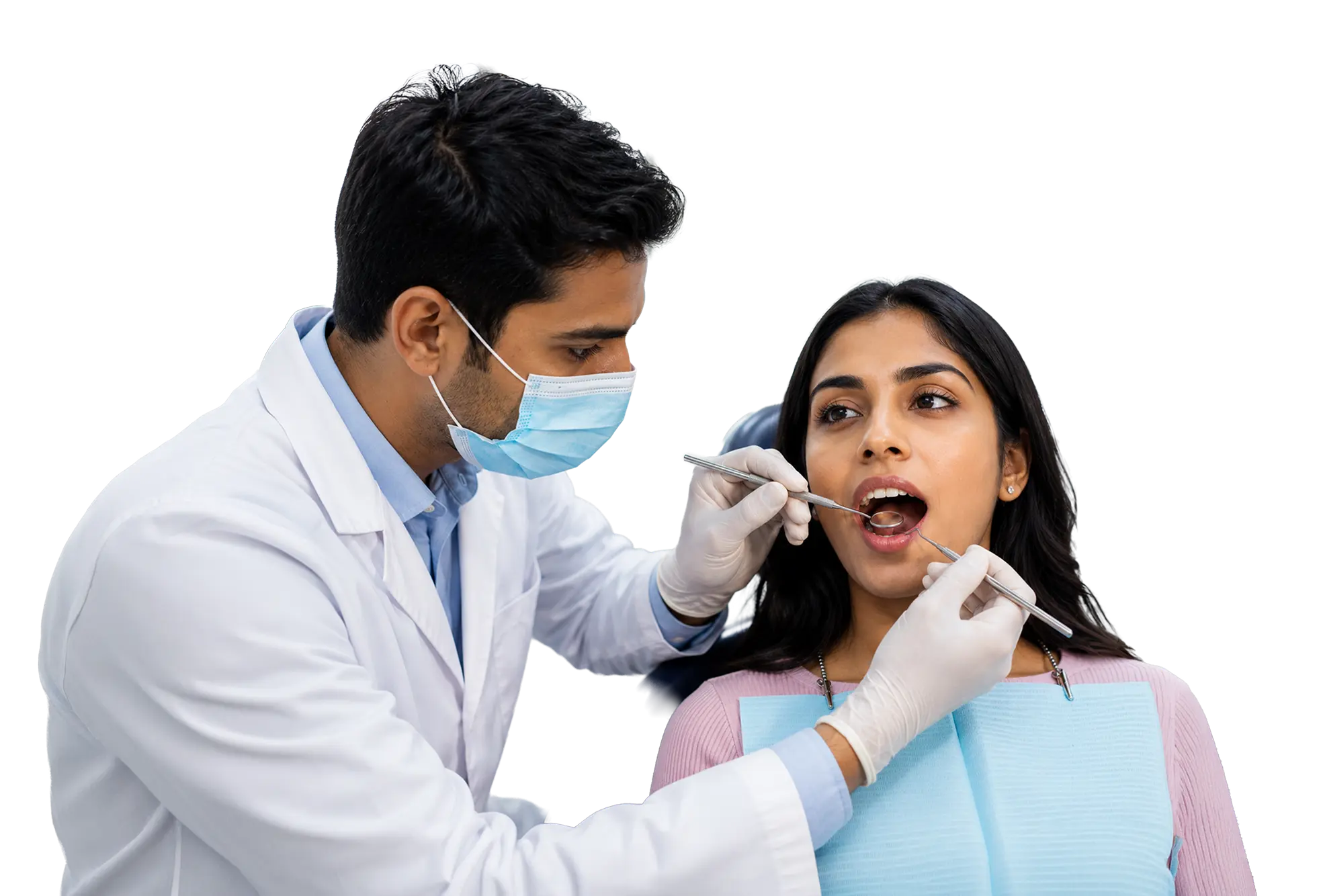 Doctor performing oral screening